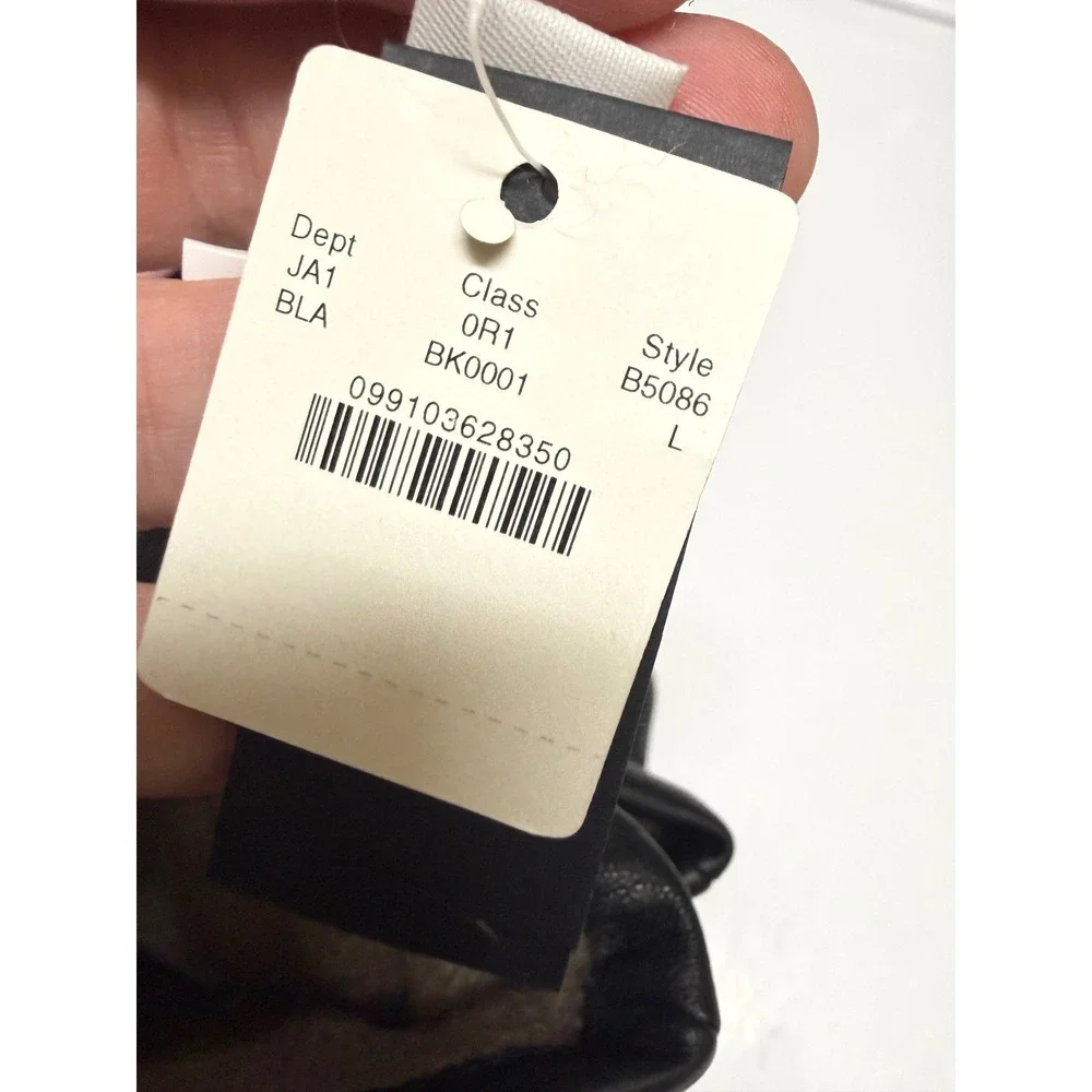 J.Crew‎ Black Leather Cashmere Lined Tech Touch Gloves Womens Size L NEW B5086
